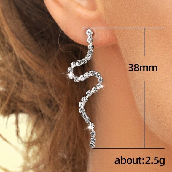 ❤Simple Trendy Snake Shiny Fashion Earrings for Women, MARR9126 - Picture 5 of 6